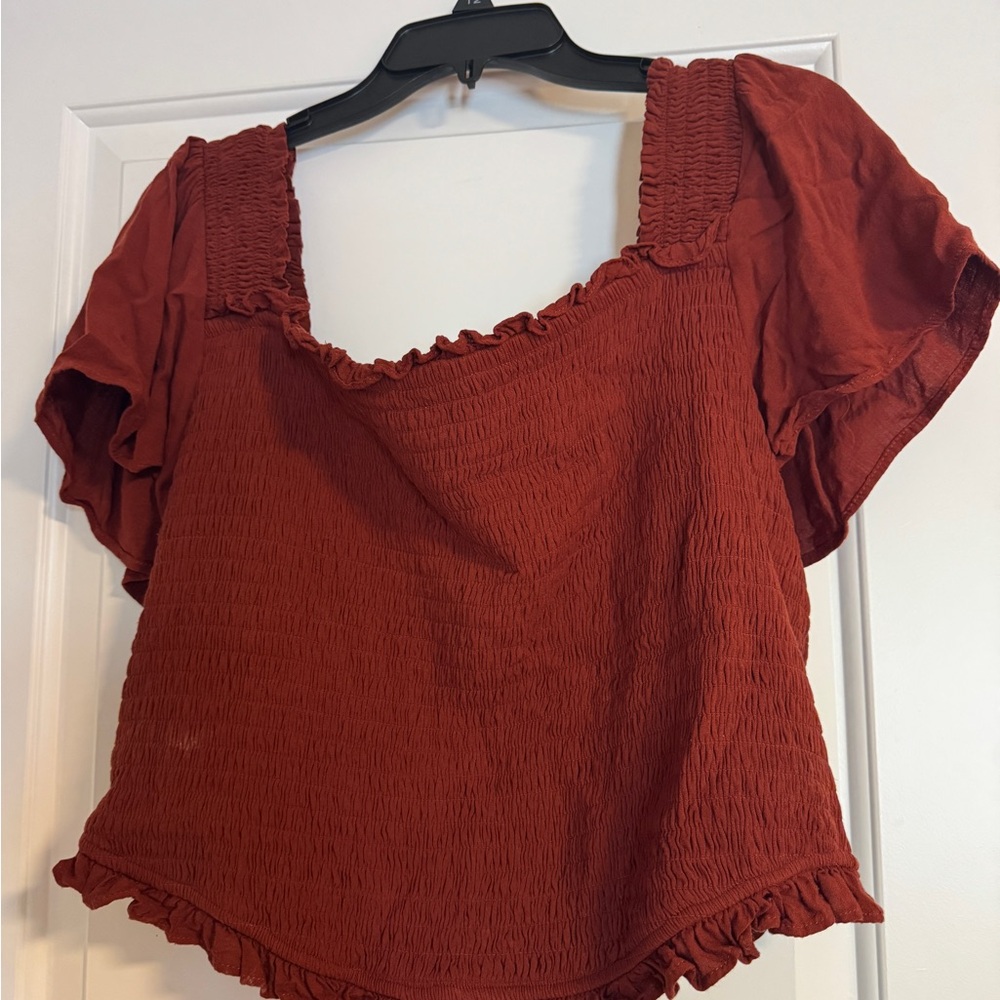 Rust Smocked Women's Top